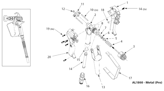 Spray-Gun Parts Diagram and Parts List for PS270D  Campbell Hausfeld Paint Sprayer
